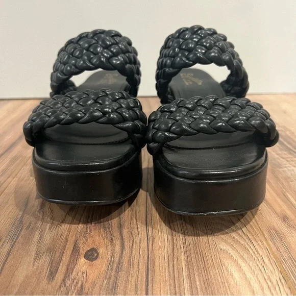 Anthropologie Seychelles Black Braided Platform Heeled Sandals - Picture 9 of 15